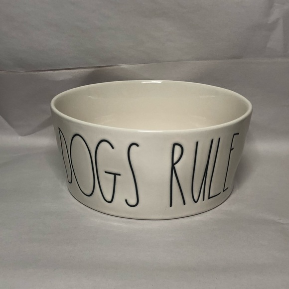 Rae Dunn Other - Rae Dunn “DOGS RULE” Extra Large White Ceramic Dog Bowl Pet Food Dish (NWOT)